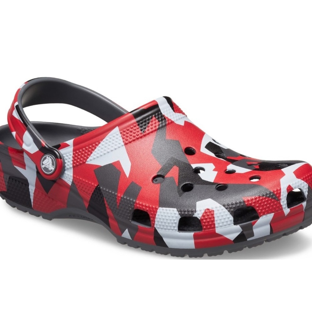 Men’s Graphic  Geo Camo Clogs- Red, Black, Grey